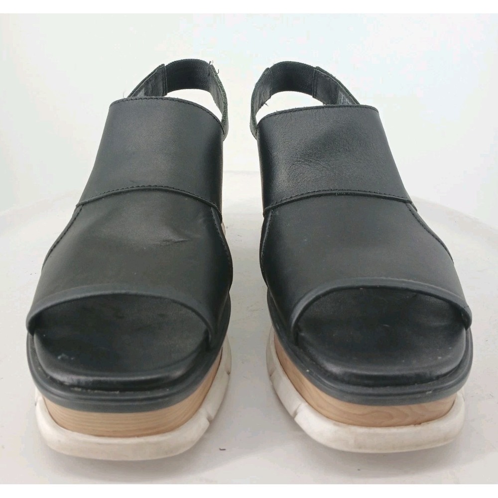 Sorel Joanie III Slingback Womens Leather Platform Wedge Sandals Black SZ 9 C132 - Picture 4 of 10